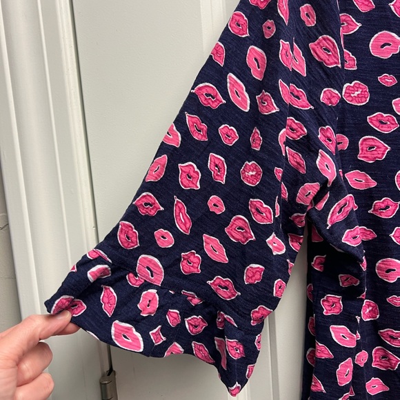 Lilly Pulitzer Somerset dress size L bocce lips kiss valentines - Picture 2 of 5